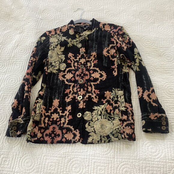 Citron Santa Monica Womens Black Floral Button-Up Jacket Size M - Picture 8 of 16